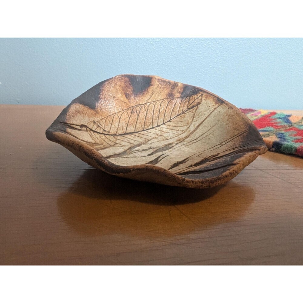Vintage Stoneware Pottery Dish, Leaf Wall Hanging